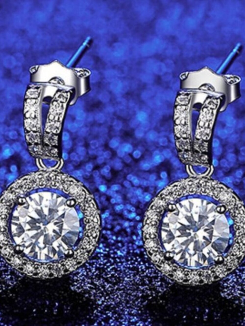 Certified 1ct. t.w. Moissanite Diamond Round Halo Earrings NEW L